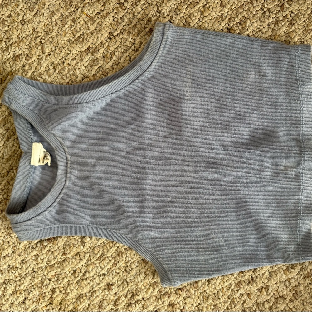 Gray Sleeveless Ribbed Tank Top